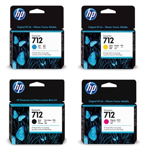 Full set of ink HP 712 ink cartridges for HP Designjet